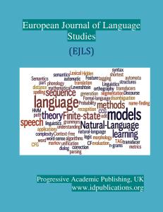 Cover Page, European Journal of Language Studies